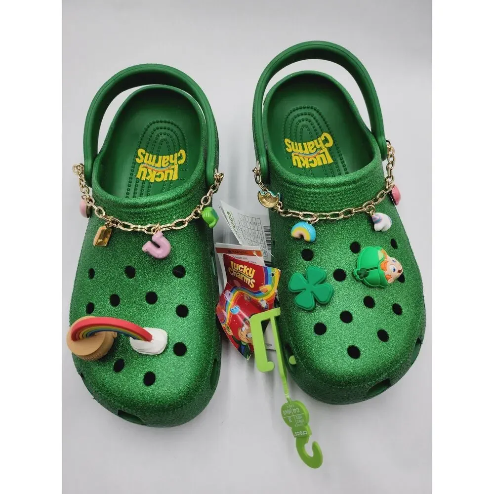Size 10 Mens Lucky Charms Classic Crocs Free* Key Change & JiBBitZ Charms / 12 W